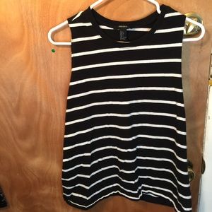 Black & White Striped Sleeveless Top